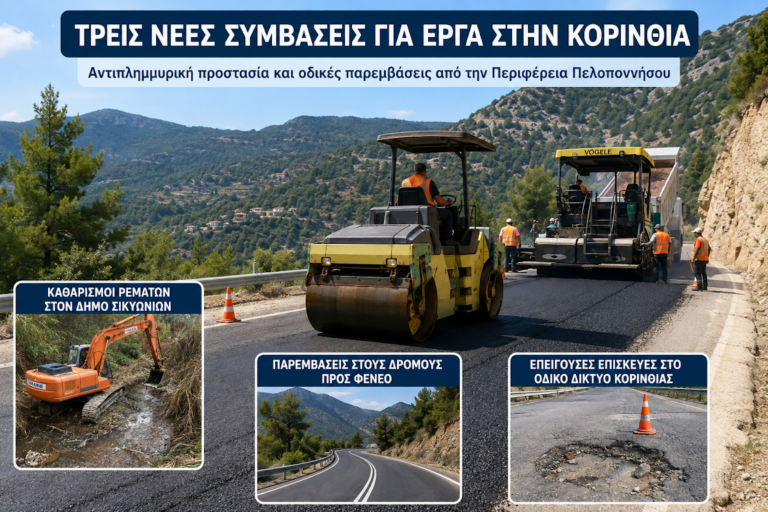Κορινθία: Τρεις παρεμβάσεις περνούν από τα χαρτιά στο πεδίο
