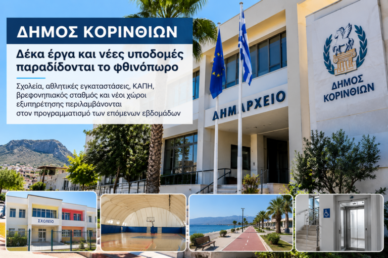 Δήμος Κορινθίων: Δέκα έργα και παρεμβάσεις παραδίδονται το φθινόπωρο
