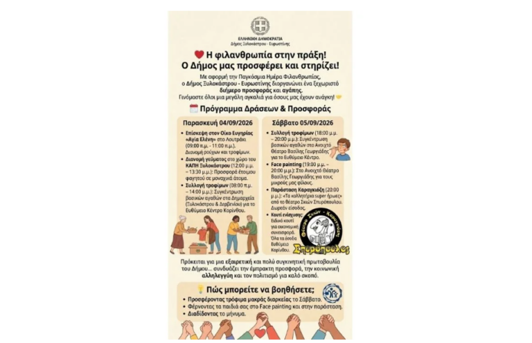 Η φιλανθρωπία στην πράξη: Διήμερο προσφοράς από τον Δήμο Ξυλοκάστρου – Ευρωστίνης